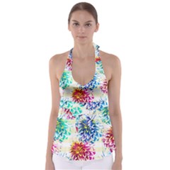 Colorful Dahlias Babydoll Tankini Top