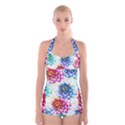 Colorful Dahlias Boyleg Halter Swimsuit  View1