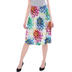 Colorful Dahlias Midi Beach Skirt