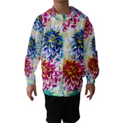 Colorful Dahlias Hooded Wind Breaker (kids)