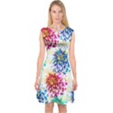 Colorful Dahlias Capsleeve Midi Dress View1