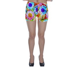 Colorful Daisy Garden Skinny Shorts by DanaeStudio