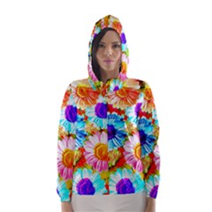 Colorful Daisy Garden Hooded Wind Breaker (women)