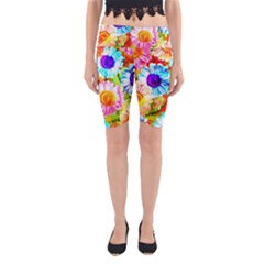 Colorful Daisy Garden Yoga Cropped Leggings