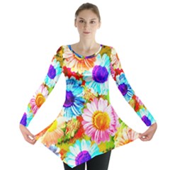 Colorful Daisy Garden Long Sleeve Tunic 