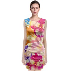 Colorful Pansies Field Classic Sleeveless Midi Dress