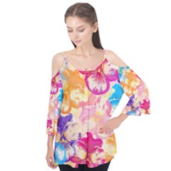 Colorful Pansies Field Flutter Tees