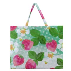 Cute Strawberries Pattern Zipper Large Tote Bag