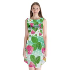 Cute Strawberries Pattern Sleeveless Chiffon Dress  