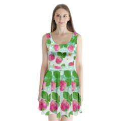 Cute Strawberries Pattern Split Back Mini Dress 