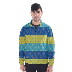 Hexagon And Stripes Pattern Wind Breaker (men)