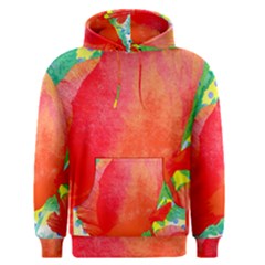 Lovely Red Poppy And Blue Dots Men s Pullover Hoodie