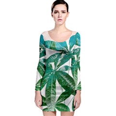 Pachira Leaves  Long Sleeve Bodycon Dress by DanaeStudio