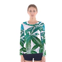 Pachira Leaves  Women s Long Sleeve Tee