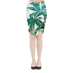 Pachira Leaves  Midi Wrap Pencil Skirt