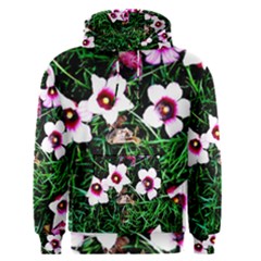 Pink Flowers Over A Green Grass Men s Pullover Hoodie