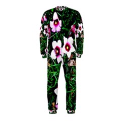 Pink Flowers Over A Green Grass Onepiece Jumpsuit (kids)