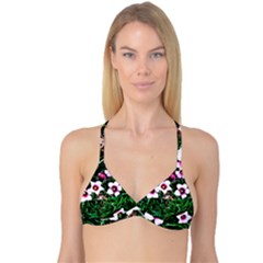 Pink Flowers Over A Green Grass Reversible Tri Bikini Top by DanaeStudio