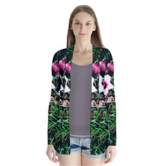 Pink Flowers Over A Green Grass Cardigans