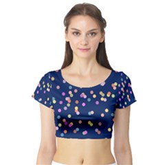 Playful Confetti Short Sleeve Crop Top (tight Fit)