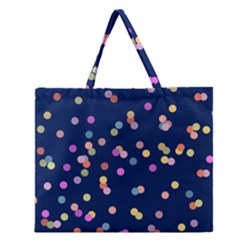 Playful Confetti Zipper Large Tote Bag