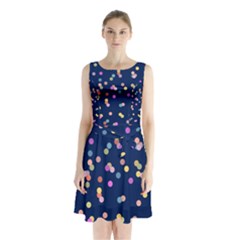 Playful Confetti Sleeveless Chiffon Waist Tie Dress