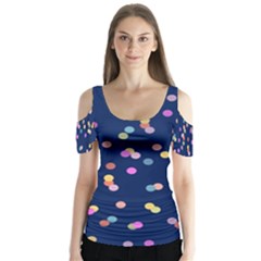 Playful Confetti Butterfly Sleeve Cutout Tee 