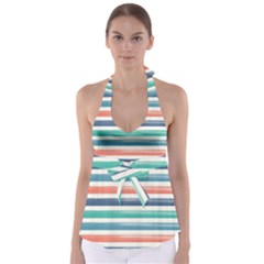 Summer Mood Striped Pattern Babydoll Tankini Top