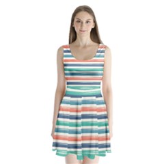 Summer Mood Striped Pattern Split Back Mini Dress 