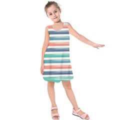 Summer Mood Striped Pattern Kids  Sleeveless Dress