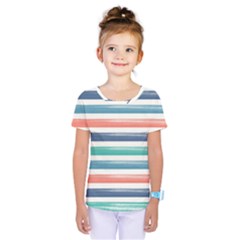 Summer Mood Striped Pattern Kids  One Piece Tee