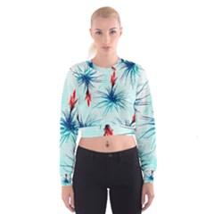 Tillansia Flowers Pattern Women s Cropped Sweatshirt