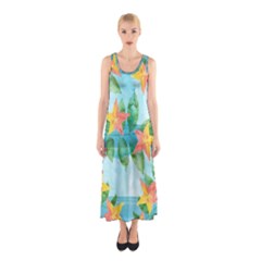 Tropical Starfruit Pattern Sleeveless Maxi Dress by DanaeStudio