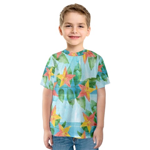 Tropical Starfruit Pattern Kids  Sport Mesh Tee by DanaeStudio