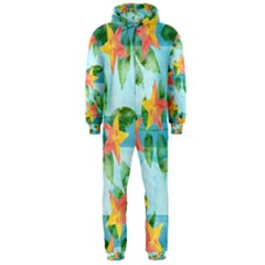 Tropical Starfruit Pattern Hooded Jumpsuit (men)  by DanaeStudio