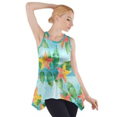 Tropical Starfruit Pattern Side Drop Tank Tunic by DanaeStudio