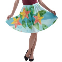 Tropical Starfruit Pattern A-line Skater Skirt by DanaeStudio