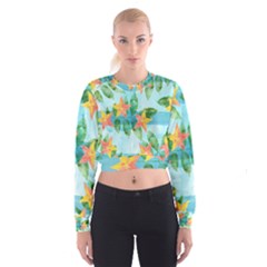 Tropical Starfruit Pattern Women s Cropped Sweatshirt by DanaeStudio