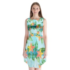 Tropical Starfruit Pattern Sleeveless Chiffon Dress  