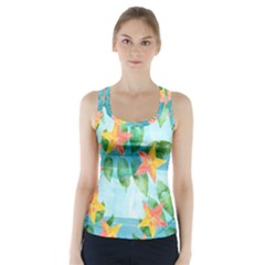 Tropical Starfruit Pattern Racer Back Sports Top