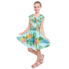 Tropical Starfruit Pattern Kids  Short Sleeve Dress