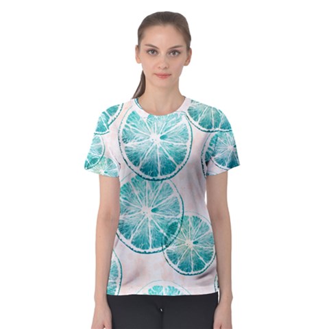 Turquoise Citrus And Dots Women s Sport Mesh Tee by DanaeStudio