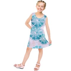 Turquoise Citrus And Dots Kids  Tunic Dress