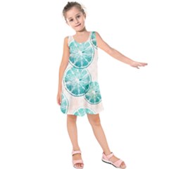 Turquoise Citrus And Dots Kids  Sleeveless Dress