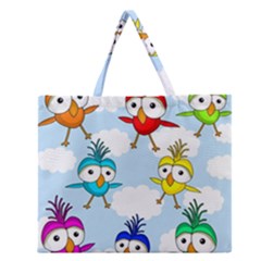 Cute colorful birds  Zipper Large Tote Bag