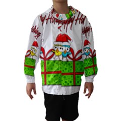 Cute Xmas Birds Hooded Wind Breaker (kids) by Valentinaart