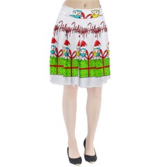 Cute Xmas Birds Pleated Skirt by Valentinaart