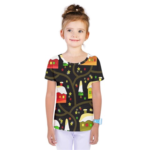 Winter  Night  Kids  One Piece Tee by Valentinaart