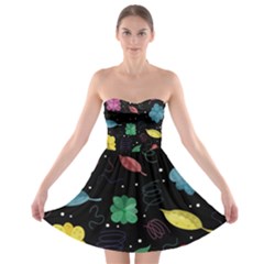 Colorful Floral Design Strapless Bra Top Dress by Valentinaart