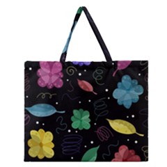 Colorful Floral Design Zipper Large Tote Bag by Valentinaart